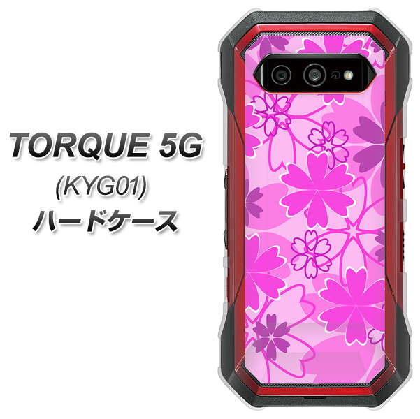 au トルク 5G KYG01 高画質仕上げ 背面印刷 ハードケース【VA961 重なり合う花　ピンク】