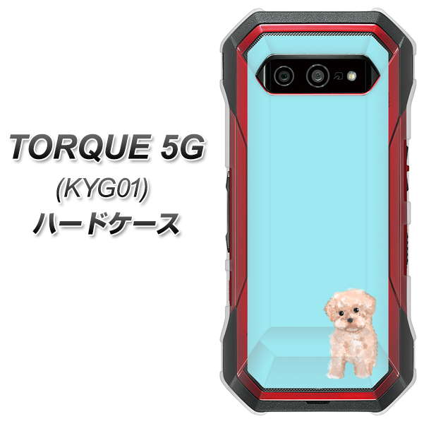 au トルク 5G KYG01 高画質仕上げ 背面印刷 ハードケース【YJ062 トイプードルアプリコット（ブルー）】