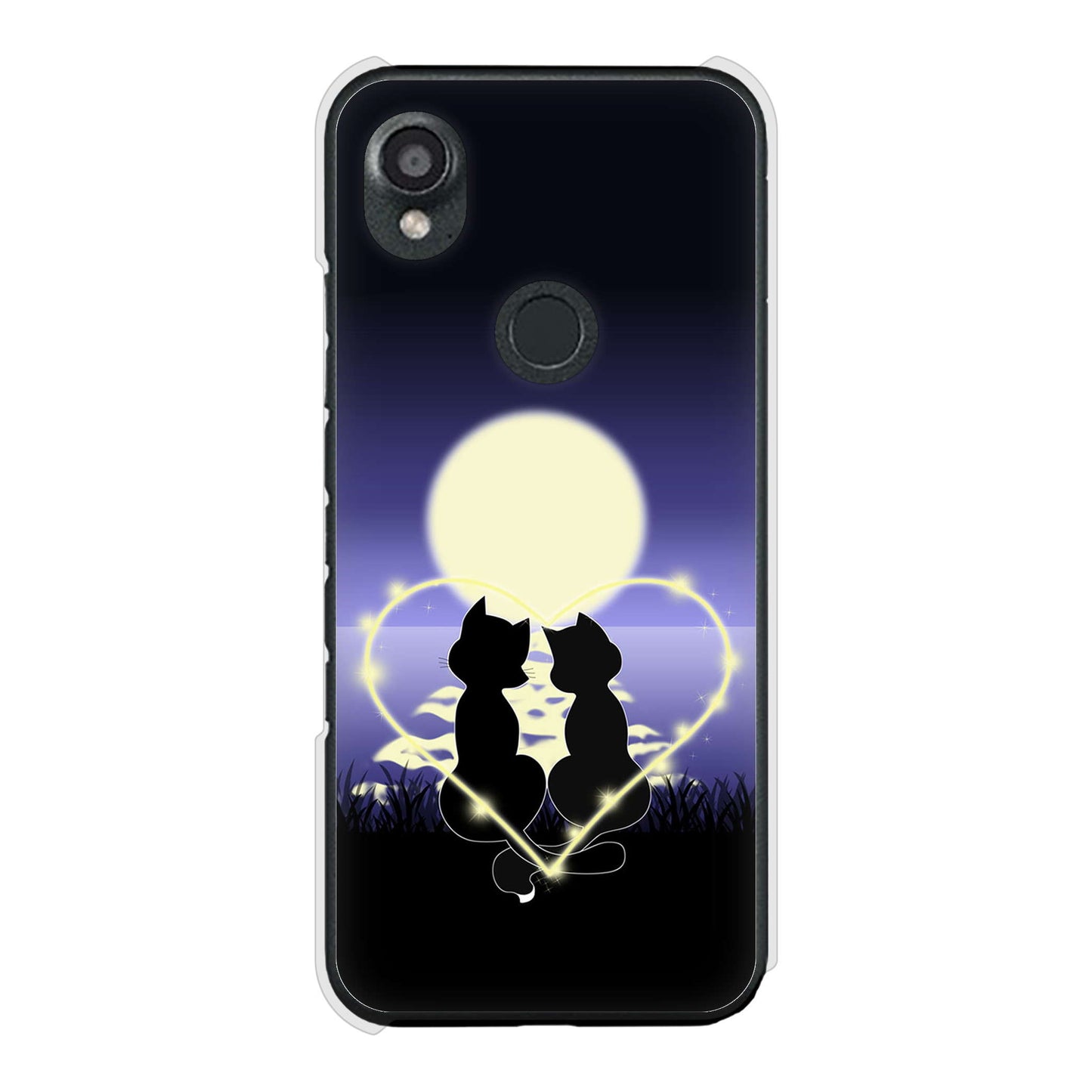 DIGNO SX3 KYG02 au 高画質仕上げ 背面印刷 ハードケース夜とネコ