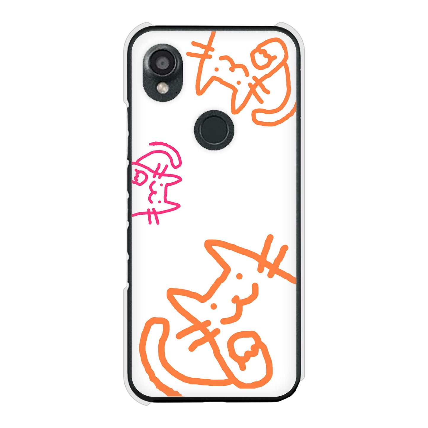 DIGNO SX3 KYG02 au 高画質仕上げ 背面印刷 ハードケース 【1098 手まねきする3匹のネコ】