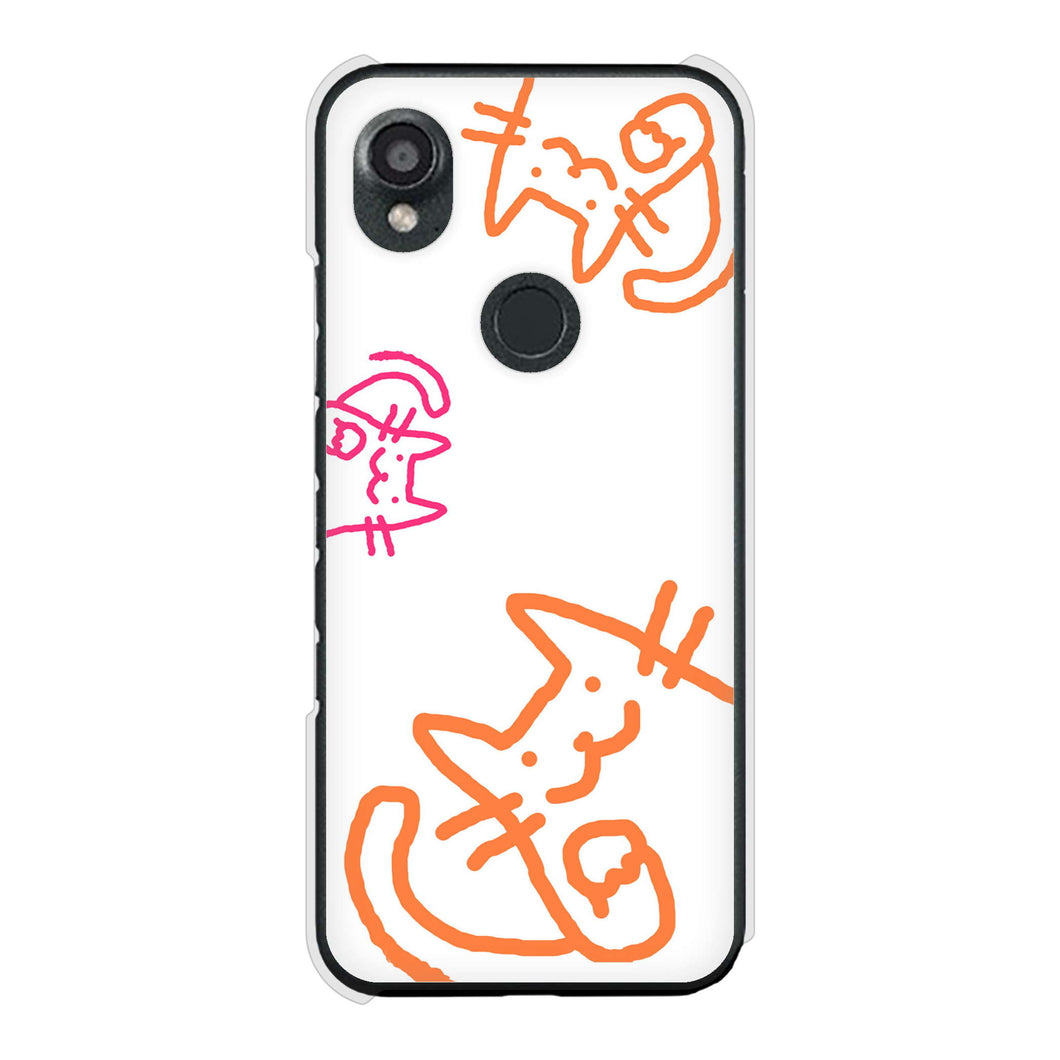 DIGNO SX3 KYG02 au 高画質仕上げ 背面印刷 ハードケース 【1098 手まねきする3匹のネコ】