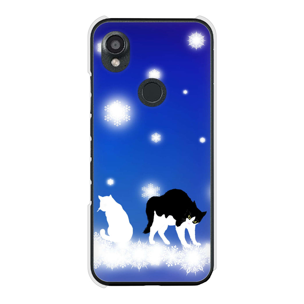 DIGNO SX3 KYG02 au 高画質仕上げ 背面印刷 ハードケース 【YJ335 雪の結晶 はちわれ】