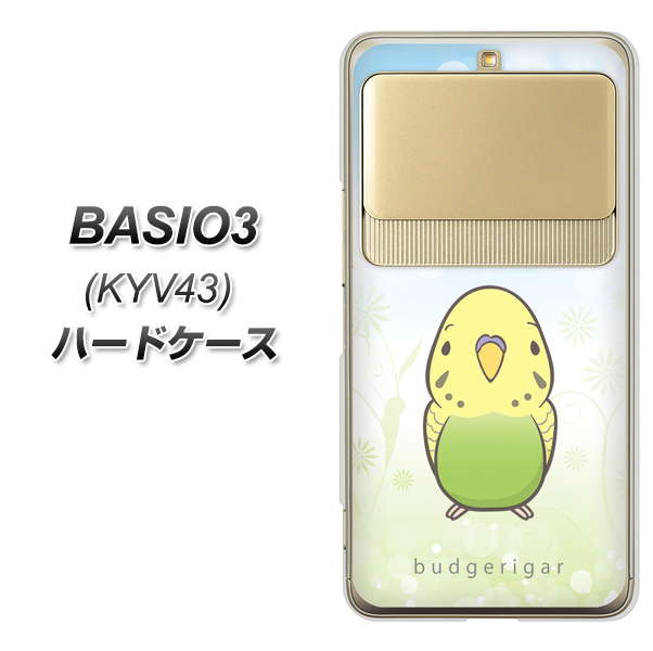 au ベイシオ3 KYV43 高画質仕上げ 背面印刷 ハードケース【SC838 セキセイインコ グリーン】