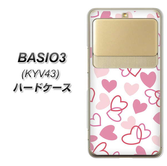 au ベイシオ3 KYV43 高画質仕上げ 背面印刷 ハードケース【VA929 ハートがいっぱい ピンク】