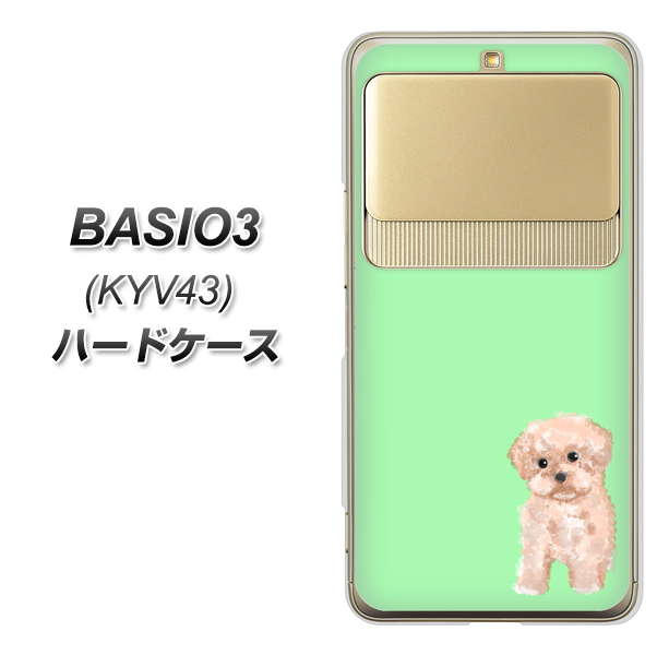 au ベイシオ3 KYV43 高画質仕上げ 背面印刷 ハードケース【YJ063 トイプードルアプリコット(グリーン)】