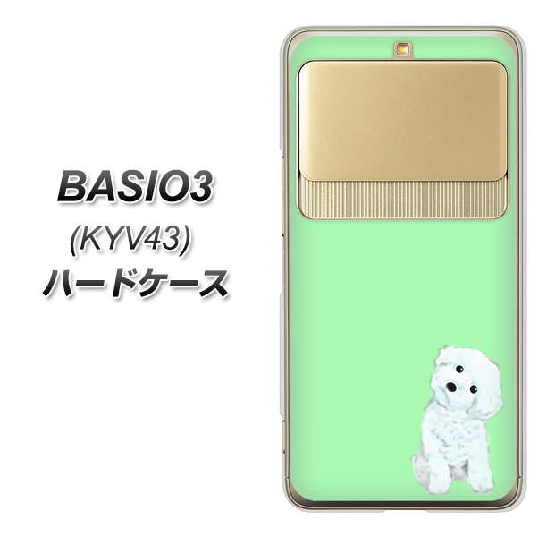 au ベイシオ3 KYV43 高画質仕上げ 背面印刷 ハードケース【YJ071 トイプードルホワイト(グリーン)】