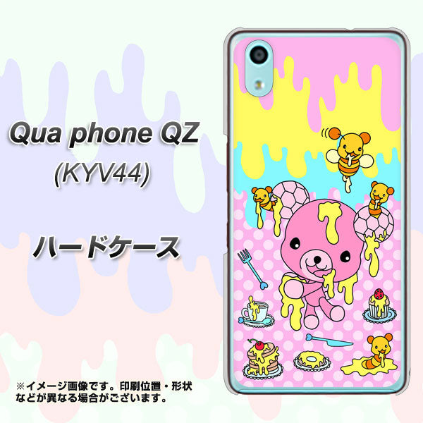 au キュアフォン QZ KYV44 高画質仕上げ 背面印刷 ハードケース【AG822 ハニベア(水玉ピンク)】