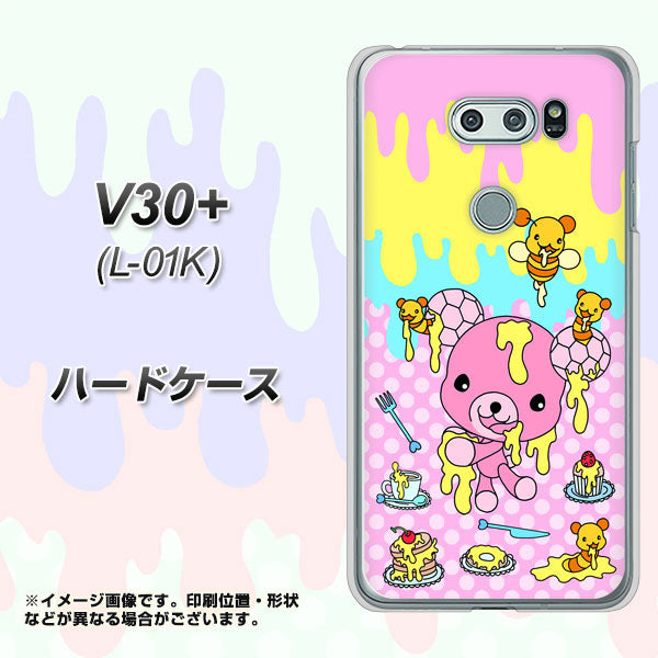 docomo V30+ L-01K 高画質仕上げ 背面印刷 ハードケース【AG822 ハニベア(水玉ピンク)】