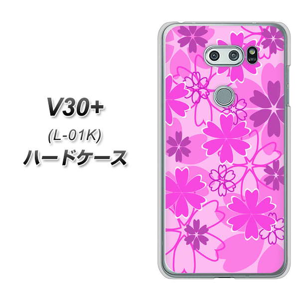 docomo V30+ L-01K 高画質仕上げ 背面印刷 ハードケース【VA961 重なり合う花 ピンク】