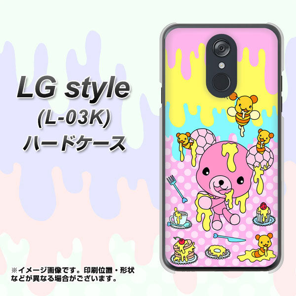 docomo LG style L-03K 高画質仕上げ 背面印刷 ハードケース【AG822 ハニベア（水玉ピンク）】