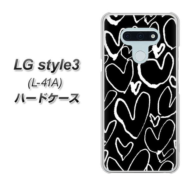 docomo LG style3 L-41A 高画質仕上げ 背面印刷 ハードケース【1124 ハート BK&WH】