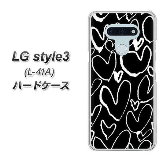 docomo LG style3 L-41A 高画質仕上げ 背面印刷 ハードケース【1124 ハート BK&WH】