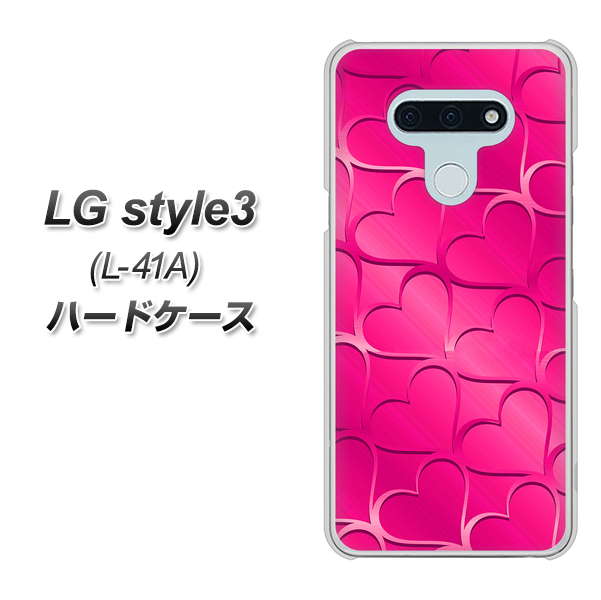 docomo LG style3 L-41A 高画質仕上げ 背面印刷 ハードケース【1347 かくれハート(ショッキングピンク)】