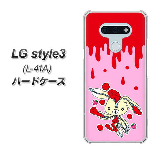 docomo LG style3 L-41A 高画質仕上げ 背面印刷 ハードケース【AG813 ジッパーうさぎのジッピョン(ピンク×赤)】