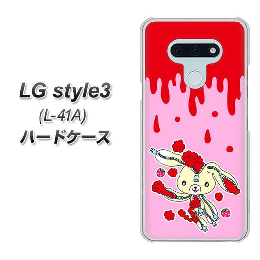 docomo LG style3 L-41A 高画質仕上げ 背面印刷 ハードケース【AG813 ジッパーうさぎのジッピョン（ピンク×赤）】