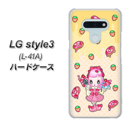 docomo LG style3 L-41A 高画質仕上げ 背面印刷 ハードケース【AG815 ストロベリードーナツ(水玉黄)】