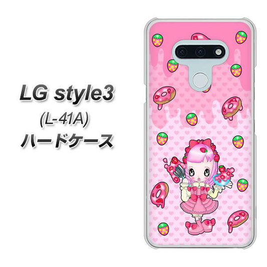 docomo LG style3 L-41A 高画質仕上げ 背面印刷 ハードケース【AG816 ストロベリードーナツ(水玉ピンク)】
