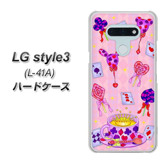 docomo LG style3 L-41A 高画質仕上げ 背面印刷 ハードケース【AG817 トランプティー(ピンク)】