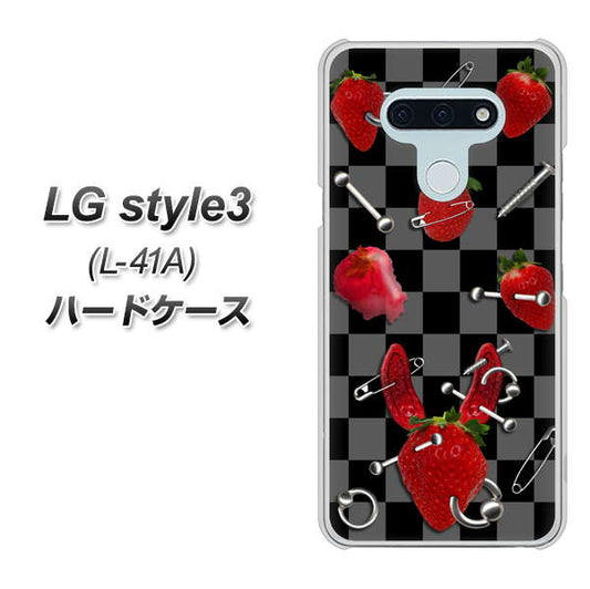 docomo LG style3 L-41A 高画質仕上げ 背面印刷 ハードケース【AG833 苺パンク(黒)】