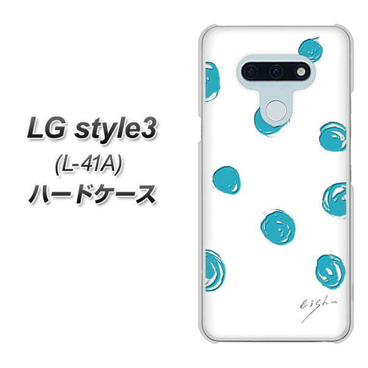 docomo LG style3 L-41A 高画質仕上げ 背面印刷 ハードケース【OE839 手描きシンプル ホワイト×ブルー】