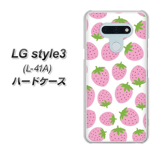 docomo LG style3 L-41A 高画質仕上げ 背面印刷 ハードケース【SC809 小さいイチゴ模様 ピンク】