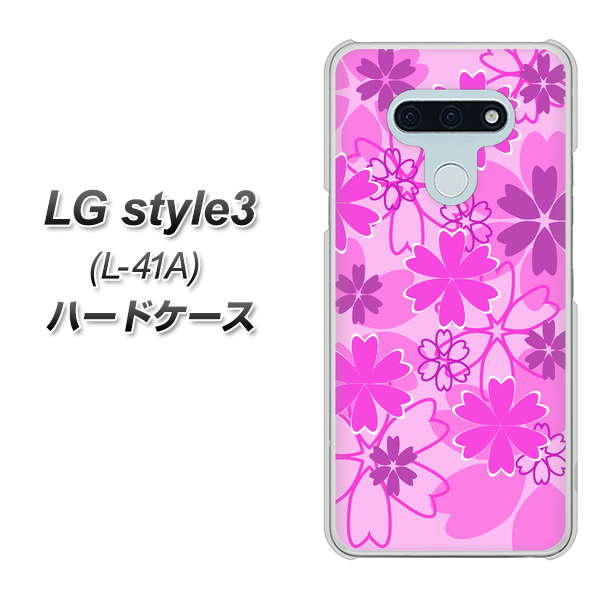 docomo LG style3 L-41A 高画質仕上げ 背面印刷 ハードケース【VA961 重なり合う花 ピンク】