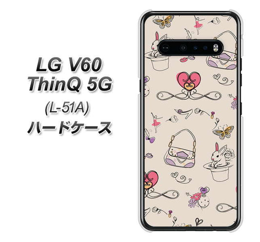 docomo LG V60 ThinQ 5G L-51A 高画質仕上げ 背面印刷 ハードケース【705 うさぎとバッグ】