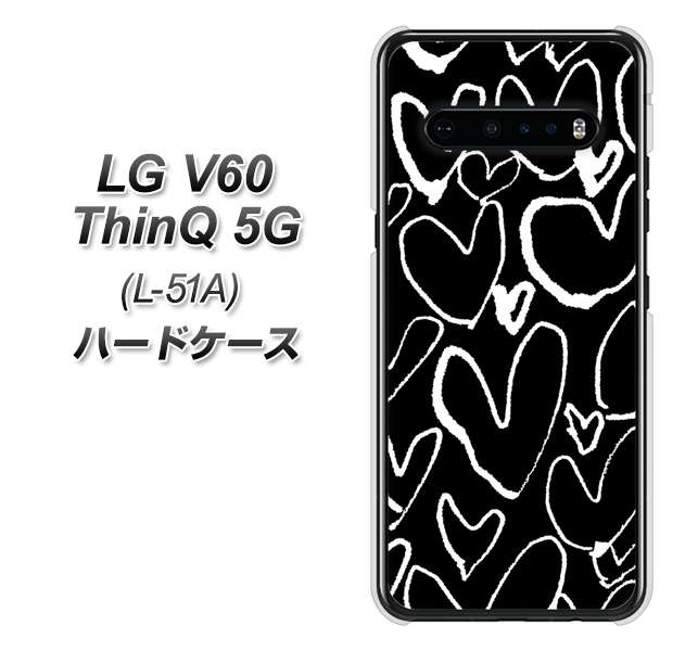 docomo LG V60 ThinQ 5G L-51A 高画質仕上げ 背面印刷 ハードケース【1124 ハート BK&WH】
