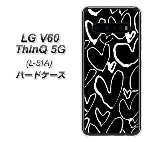 docomo LG V60 ThinQ 5G L-51A 高画質仕上げ 背面印刷 ハードケース【1124 ハート BK&WH】