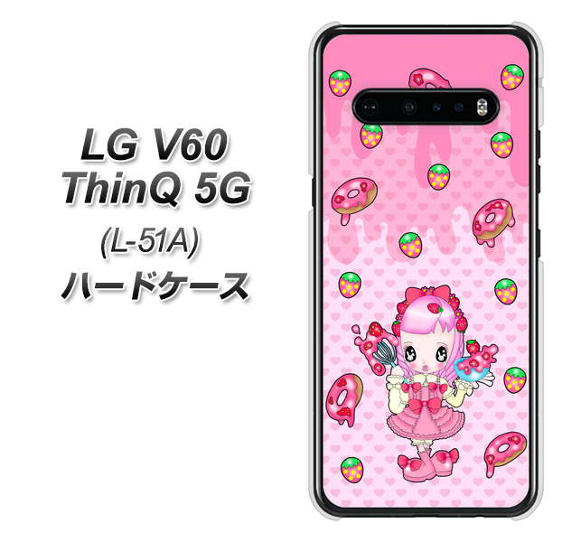 docomo LG V60 ThinQ 5G L-51A 高画質仕上げ 背面印刷 ハードケース【AG816 ストロベリードーナツ(水玉ピンク)】