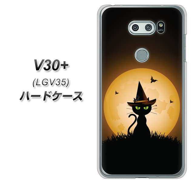au イサイ V30+ LGV35 高画質仕上げ 背面印刷 ハードケース【440 猫の魔法使い】