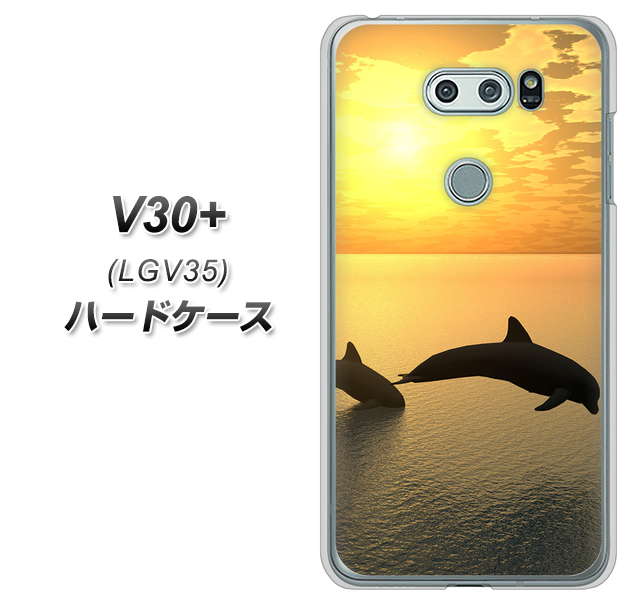 au イサイ V30+ LGV35 高画質仕上げ 背面印刷 ハードケース【VA845 夕暮れのドルフィン】