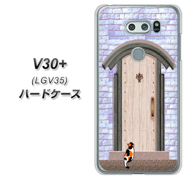 au イサイ V30+ LGV35 高画質仕上げ 背面印刷 ハードケース【YA952 石ドア02 素材クリア】