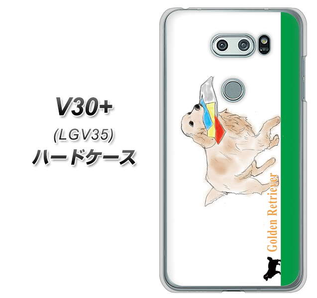 au イサイ V30+ LGV35 高画質仕上げ 背面印刷 ハードケース【YD829 ゴールデンレトリバー05】