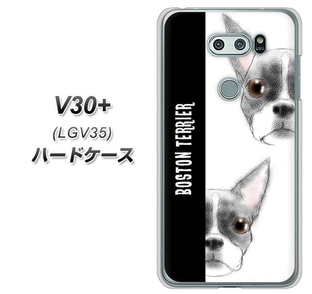 au イサイ V30+ LGV35 高画質仕上げ 背面印刷 ハードケース【YD850 ボストンテリア01】