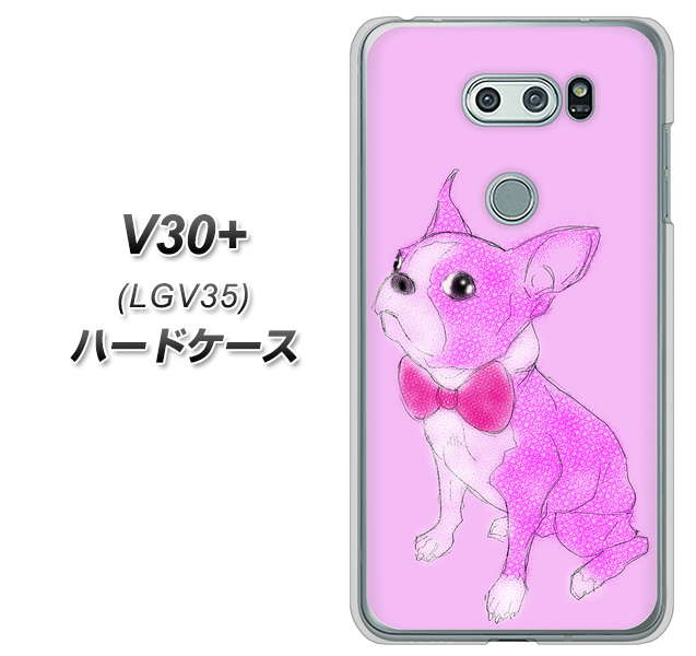 au イサイ V30+ LGV35 高画質仕上げ 背面印刷 ハードケース【YD852 ボストンテリア03】
