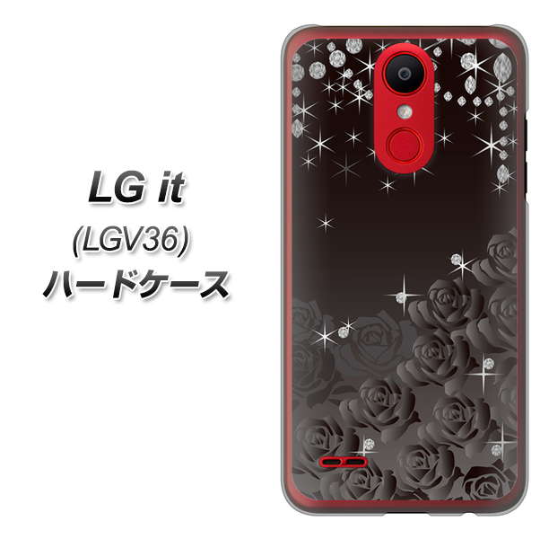 au エルジー イット LGV36 高画質仕上げ 背面印刷 ハードケース【327 薔薇とダイヤモンド】