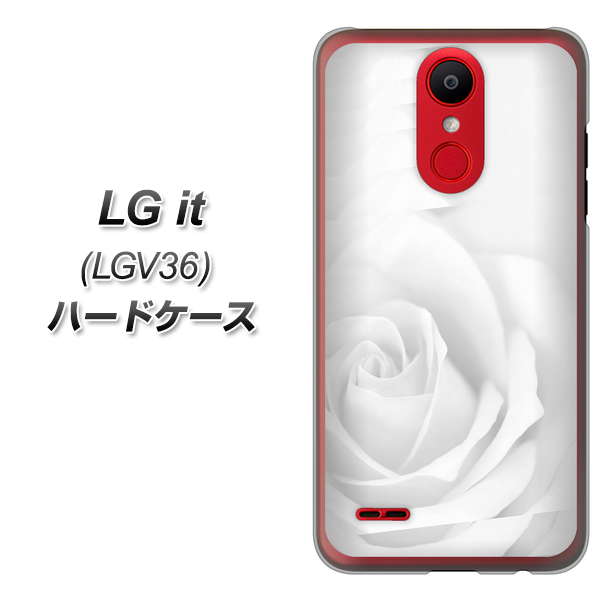 au エルジー イット LGV36 高画質仕上げ 背面印刷 ハードケース【402 ホワイトRose】