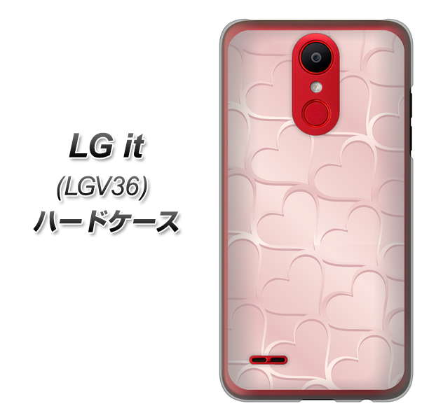 au エルジー イット LGV36 高画質仕上げ 背面印刷 ハードケース【1340 かくれハート(ローズピンク)】