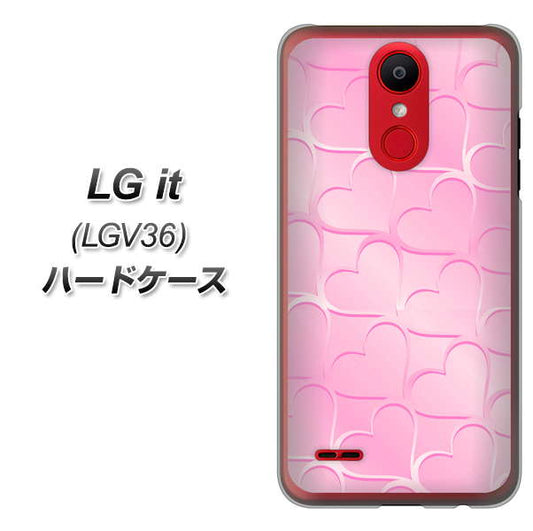 au エルジー イット LGV36 高画質仕上げ 背面印刷 ハードケース【1342 かくれハート(ピンク)】