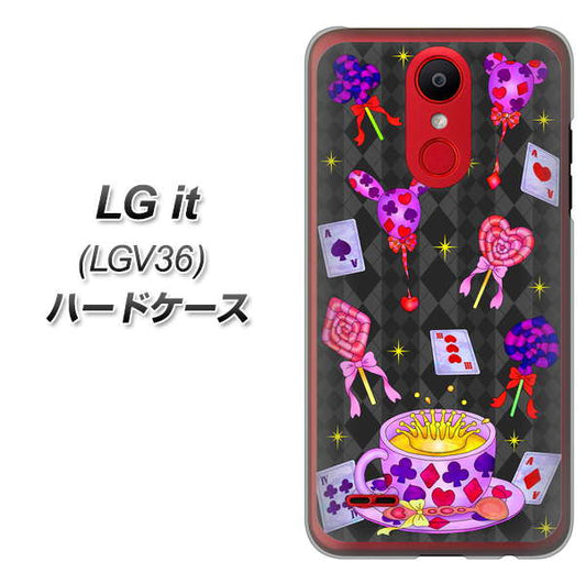 au エルジー イット LGV36 高画質仕上げ 背面印刷 ハードケース【AG818 トランプティー(黒)】