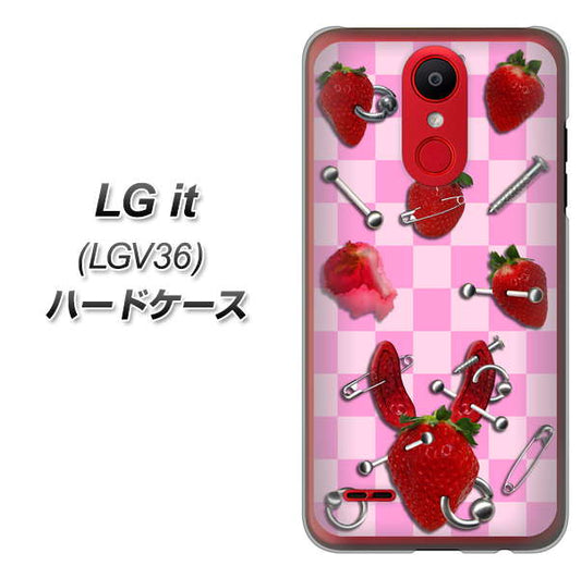 au エルジー イット LGV36 高画質仕上げ 背面印刷 ハードケース【AG832 苺パンク（ピンク）】