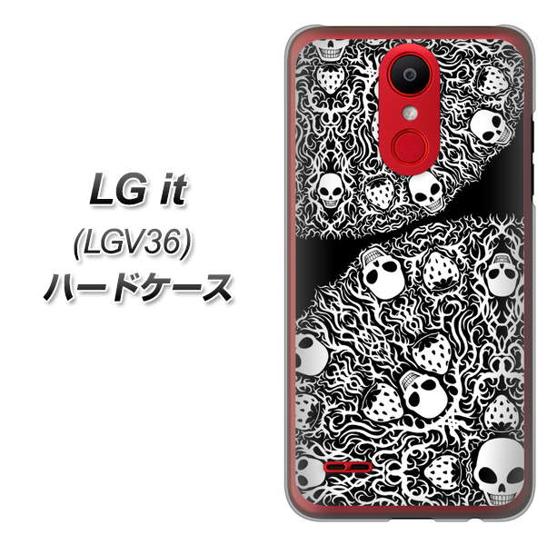 au エルジー イット LGV36 高画質仕上げ 背面印刷 ハードケース【AG834 苺骸骨曼荼羅(黒)】