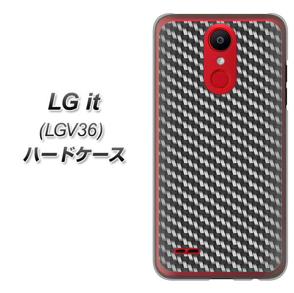 au エルジー イット LGV36 高画質仕上げ 背面印刷 ハードケース【EK877 ブラックカーボン】
