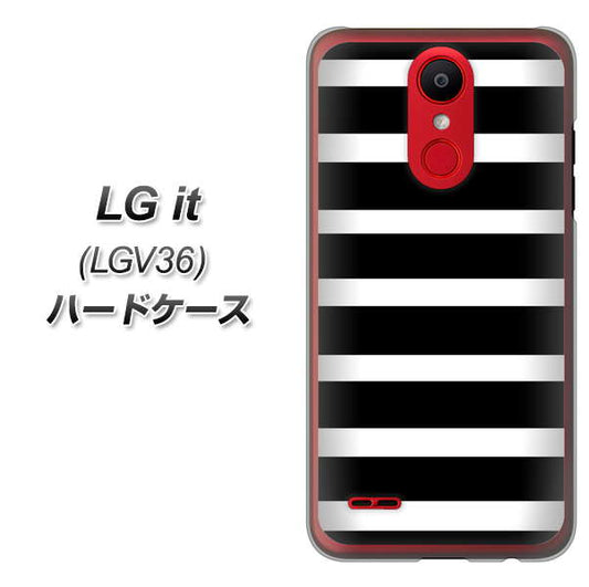 au エルジー イット LGV36 高画質仕上げ 背面印刷 ハードケース【EK879 ボーダーブラック（L）】