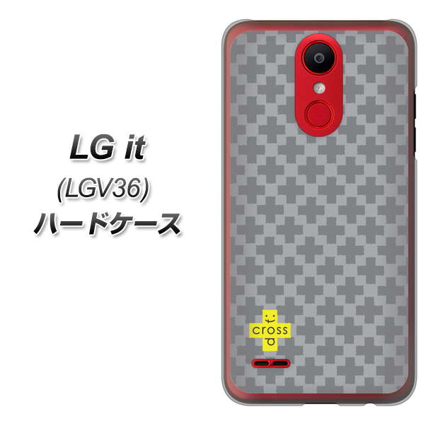 au エルジー イット LGV36 高画質仕上げ 背面印刷 ハードケース【IB900 クロスドット_グレー】