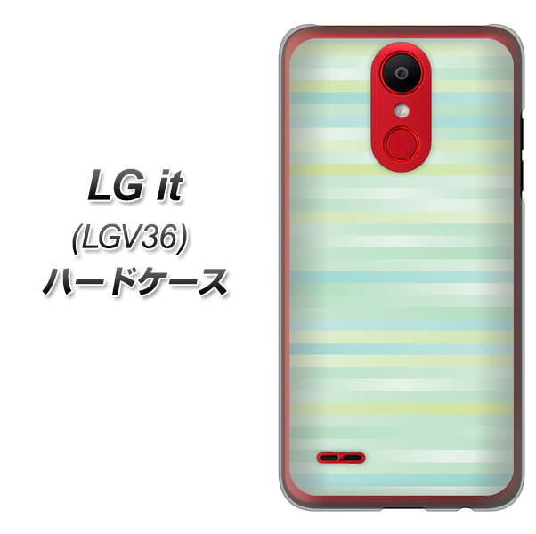 au エルジー イット LGV36 高画質仕上げ 背面印刷 ハードケース【IB908 グラデーションボーダー_グリーン】