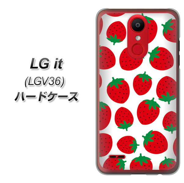 au エルジー イット LGV36 高画質仕上げ 背面印刷 ハードケース【SC811 小さいイチゴ模様 レッド】