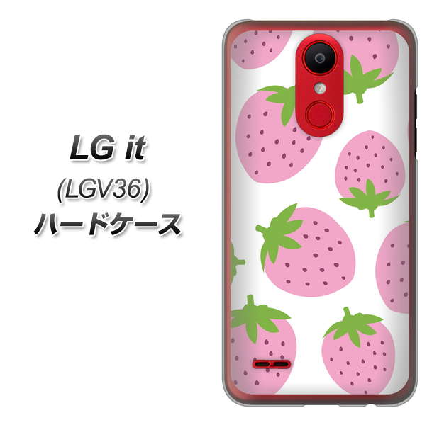 au エルジー イット LGV36 高画質仕上げ 背面印刷 ハードケース【SC816 大きいイチゴ模様 ピンク】