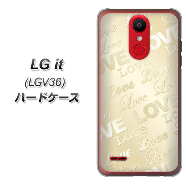 au エルジー イット LGV36 高画質仕上げ 背面印刷 ハードケース【SC840 エンボス風LOVEリンク(ヌーディーベージュ)】